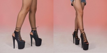 ЭРОТИЧЕСКИЕ ТУФЛИ, ЧЕРНЫЕ ВЫСОКИЕ ПРОСТЫНИ НА ПЛАТФОРМЕ ДЛЯ POLE DANCE EXOTIC, 20 СМ, размер 37