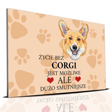 TABLICZKA PCV JASNO BRĄZOWY ŻYCIE BEZ CORGI JEST MOŻLIWE ALE SMUTNIEJSZE WZ