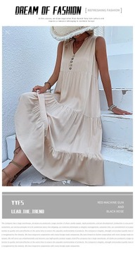 JIM & NORA Casual Summer Midi Dress Women Sleevele