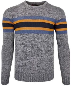 Sweter męski klasyczny szary w paski O312 r. M