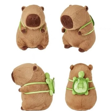 PLUSZOWA ZABAWKA KAPIBARA Z PLECAKIEM 25 CM Z PLUSZOWYM ŻÓŁWIEM PLUSZAK