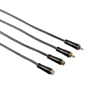 Kabel Przedłużacz 2x Cinch RCA M/F Gold Ekran 3S 5m. HAMA