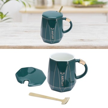 Kubek ceramiczny z łyżeczką w pokrywce 400 ml Kubek do kawy i herbaty BH