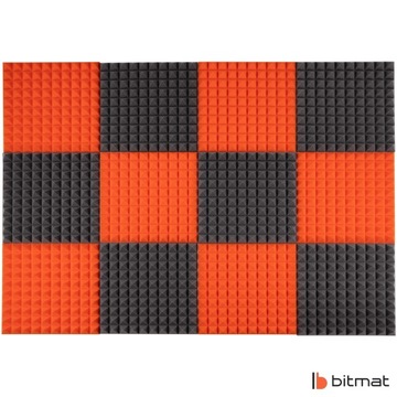 Pomarańczowa PIRAMIDKA panel na ścianę 50x50x5cm - dodaj kolor do salonu