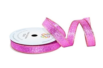 WSTĄŻKA BROKATOWA METALICZNA 2cm/10m RÓŻOWA