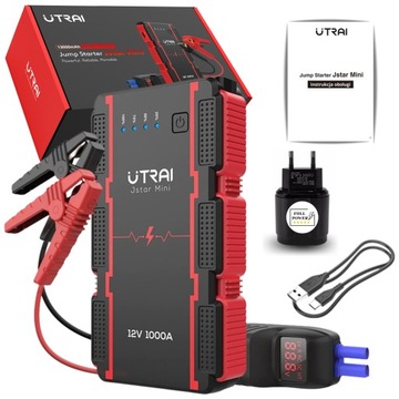 POWER BANK DO ROZRUCHU AUTA SAMOCHODU 12V 1000A KABLE LED Z WYŚWIETLACZEM