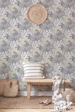 СЕРЫЕ ОБОИ, ВЕТКИ ДЕРЕВ, РАСТЕНИЕ