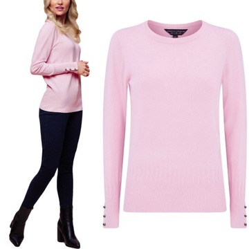 Dorothy Perkins Modny Efektowny Kobiecy Liliowy Sweter Sweterek Guziki M 38