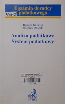 EGZAMIN DORADCY PODATKOWEGO - ANALIZA PODATKOWA Ryszard Kubacki