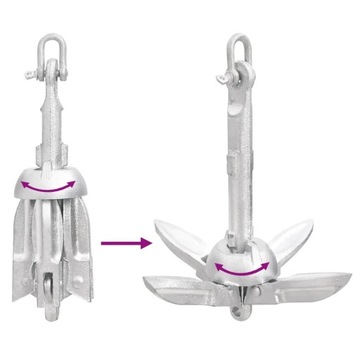 Якорь складной с серебряной веревкой, 0,7 кг, ковкий чугун