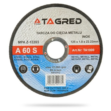 TAGRED KOMPLET TARCZ CIĘCIA STALI NIERDZEWKI 125MM