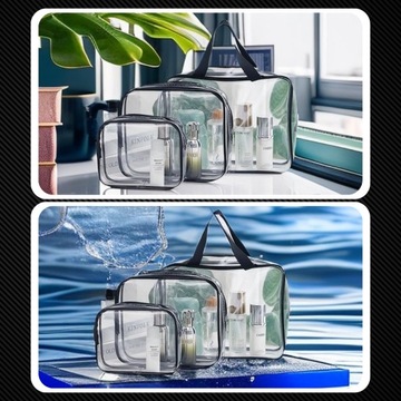 Женская и мужская дорожная косметичка, вместительный набор органайзеров x3, прозрачный