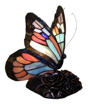 LAMPA STOJĄCA WITRAŻOWA LAMPKA NOCNA MOTYL TANIO