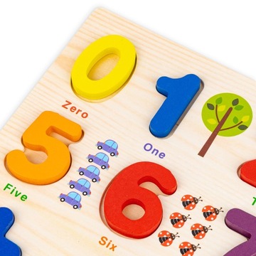 ДЕРЕВЯННАЯ РАЗВИВАЮЩАЯ ДОСКА ДЛЯ ДЕТЕЙ ГОЛОВОЛОМКА ИЗУЧЕНИЕ ЦИФР СЧЕТ СОРТИРОВКА