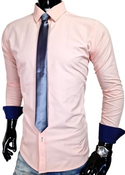 Koszula męska łososiowa wizytowa elegancka regularna E296 r. XL