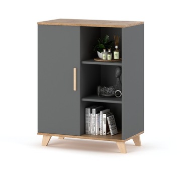 Komoda OSLO ANTRACYT 80CM Pojemna Szafka DRZWI Styl Skandynawski