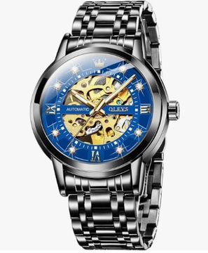 Zegarek Męski OLEVS Automatyczny - Skeleton Diamond - Elegancki Luksusowy