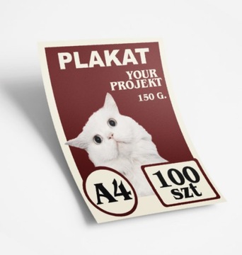Plakat A4 WYSOKA JAKOŚĆ 100 szt TWÓJ PROJEKT
