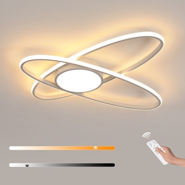 ŚCIEMNIALNA LAMPA SUFITOWA LED LAMPA PLAFON BIAŁY RING PILOT DO SALONU 40W