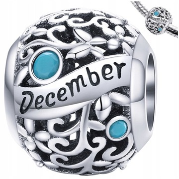 CHARMS MIESIĄCE GRUDZIEŃ beads srebro 925 koralik