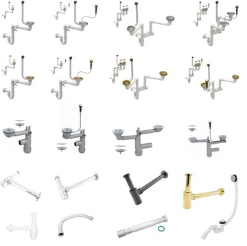 ПРОБКА CLICK CLACK + СИФОН ДЛЯ РАКОВИНЫ С ПЕРЕЛИВОМ