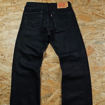 Spodnie Jeansowe LEVIS 501 Czarne Męskie Proste Denim Dżins 32x30