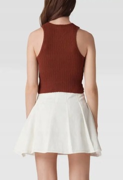 URBAN OUTFITTERS BORDOWY TOP PRĄŻKOWANY M ZZA