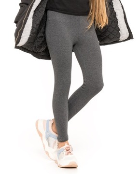 DZIEWCZĘCE LEGGINSY OCIEPLANE GETRY GRAFITOWE 140