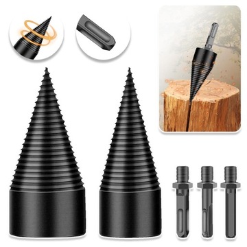 2X WIERTŁO ŚWIDER 32MM 42MM DO ROZŁUPYWANIA ŁUPOWANIA DREWNA + 3 ADAPTERY