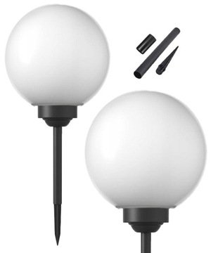 Zestaw 2x ogrodowa LAMPA SOLARNA biała kula 20 cm