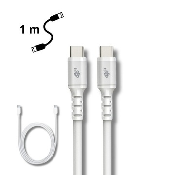 Kabel usb c wytrzymaly USB C - USB C 1 m. silikonowy biały