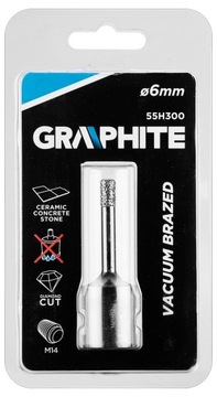 АЛМАЗНАЯ КОРОНКА ДЛЯ КЕРАМИКИ 6MM X M14 КЕРАМИЧЕСКАЯ ГЛАЗУРЬ ГРАФИТ 55H300