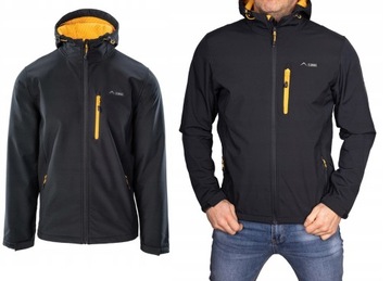 SOFTSHELL ELBRUS z kapturem czarny Kurtka męska przeciwdeszczowa 8000 mm M