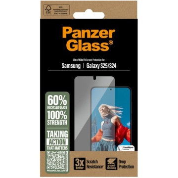 Tvrzené sklo pro Galaxy S25, PanzerGlass, sklo, ochrana displeje