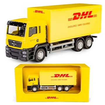 AUTO METALOWE CIĘŻARÓWKA MAN KURIER DHL 1:64 DAFFI 113596
