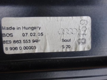 AUDI A4 B7 KOMBI 04-08 ROLETA KUFRU MŘÍŽKA ČERNÁ SOUL 8E9863553