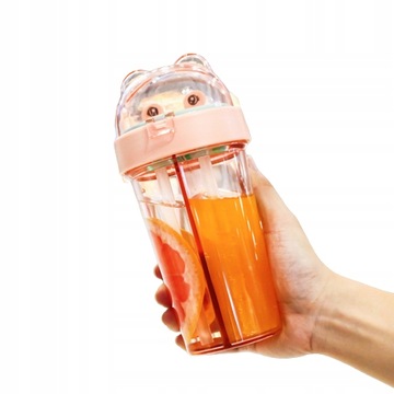 420mL podwójna butelka na wodę ze słomką o dużej p