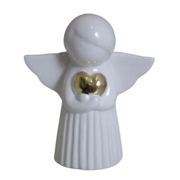 ANIOŁ ANIOŁEK STRÓŻ FIGURKA FIGURA CERAMICZNA DEKORACJA SERCE NA PREZENT