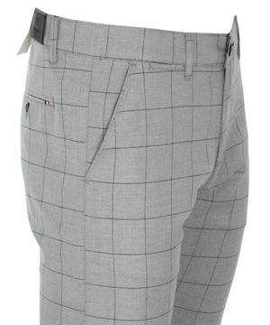 БРЮКИ ИЗ ЭЛЕГАНТНОГО МАТЕРИАЛА, СВЕТЛО-СЕРЫЕ, В Клетку, W34