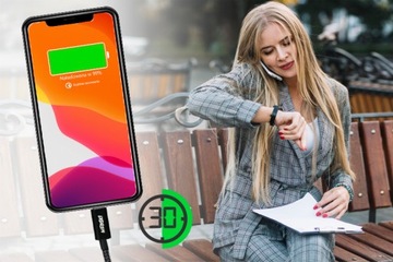 БЫСТРОЕ МОЩНОЕ СЕТЕВОЕ ЗАРЯДНОЕ УСТРОЙСТВО ДЛЯ ТЕЛЕФОНА USB C QC PD С ДЛИННЫМ КАБЕЛЕМ ДЛИНОЙ 2 М