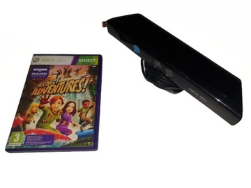 KINECT SENSOR RUCHU CZARNY XBOX 360 + GRA KINECT ADVENTURES RODZINNA ZABAWA