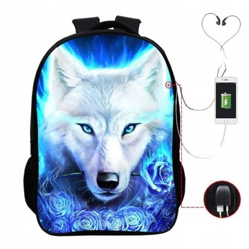 PLECAK SZKOLNY WILK WILKOR WOLF DUŻY A4 USB NOWOŚĆ