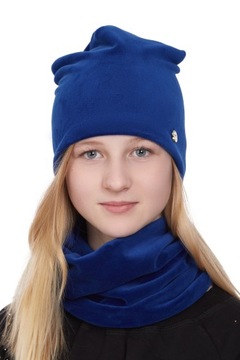 CZAPKA + KOMIN Komplet dziecięcy WELUR 44cm -50 cm