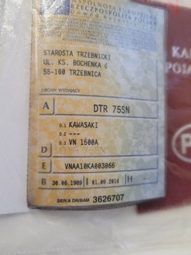 Kawasaki VN 1500 A 89ROK Рамочные документы PL