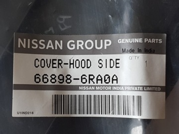 NISSAN ROUGE X-TRAIL KRYT BOČNÍ KAPOTY PRAVÁ 66898-6RA0A ORYG-PN