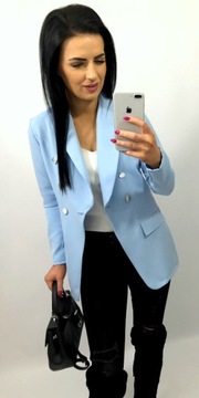 Marynarka Damska ze Złotymi Guzikami Elegancka Amarantowa Dwurzędowa L