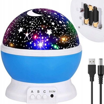 PROJEKTOR GWIAZD NIEBA 360° LAMPKA NOCNA USYPIACZ