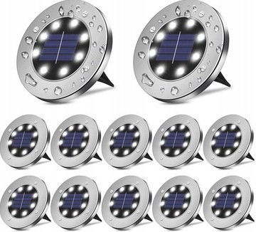 LAMPKI LAMPY SOLARNE WBIJANE OGRODOWE MOCNE 12 SZT