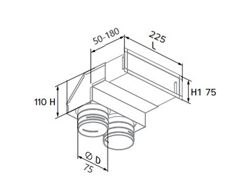 УГЛОВАЯ НАСТЕННАЯ КОРОБКА 2х75 РЕКУПЕРАЦИЯ