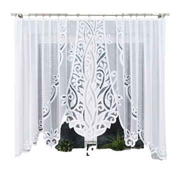 Gotowa firana żakard biała PIĘKNY DEKOR wys. 140x300 cm